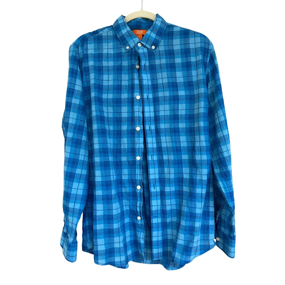 Joe Fresh Women's S Blue Plaid Long Sleeve Button Down Shirt Fall Western
